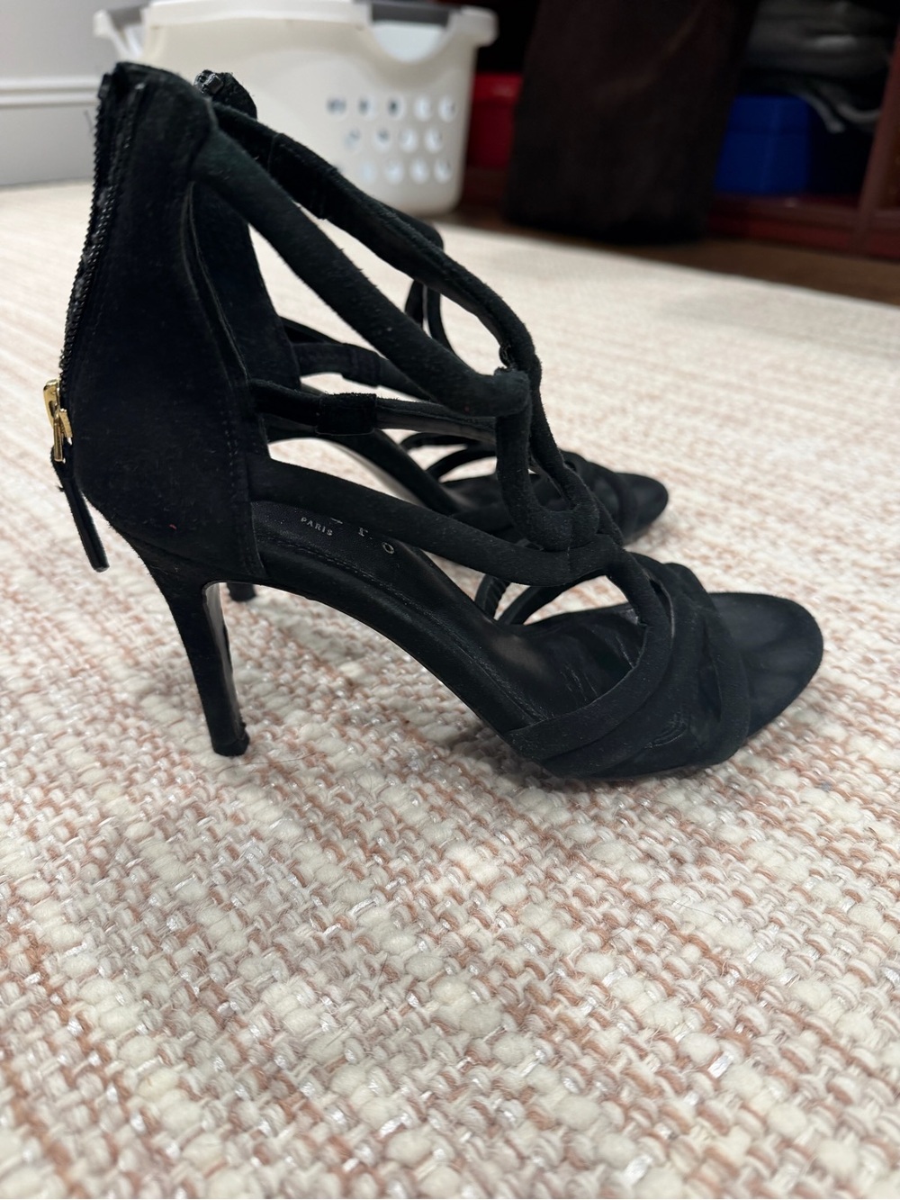 Sandro Strappy Black Suede High Heel Sandals